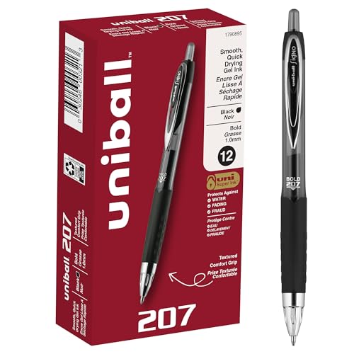 Uniball Signo 207 Gelschreiber, 1,0 mm dicke schwarze Stifte, Gelschreiber, Bürobedarf, japanische Stifte, Kugelschreiber, Tagebuchstifte, Gelschreiber, feine Spitze, glattes Schreiben, 12 Stück Uniball Signo 207 Gelschreiber, 1,0 mm dicke schwarze Stifte, Gelschreiber, Bürobedarf, japanische Stifte, Kugelschreiber, Tagebuchstifte, Gelschreiber, feine Spitze, glattes Schreiben, 12 Stück von Uni-Ball