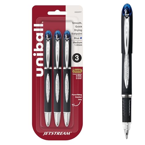Uniball Jetstream Kugelschreiber, dicke Spitze, 1,0 mm, blau, 3 Stück, glattes Schreiben, japanische Stifte, Schulbedarf von Uni-Ball