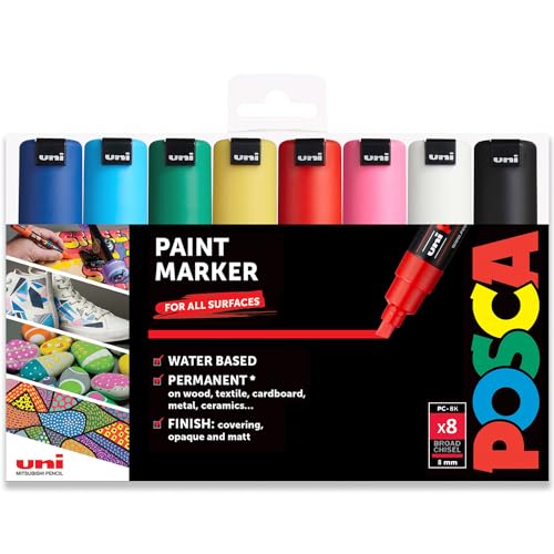 POSCA Paint Marker Pens PC-8K Textmarker, 8 Farben von POSCA