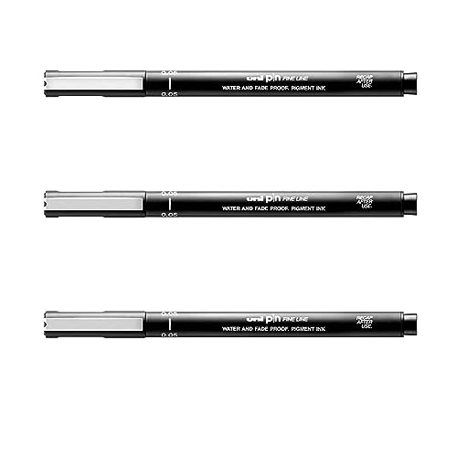 UNI-BALL PIN DRAWING PEN FINELINER ULTRA FINE LINE MARKER 0.05mm BLACK Ink - [Pack of 3] von Uni Pin