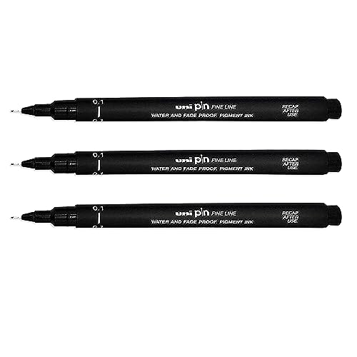 UNI-BALL PIN DRAWING PEN FINELINER ULTRA FINE LINE MARKER 0.1mm BLACK Ink - [Pack of 3] von Uni Pin