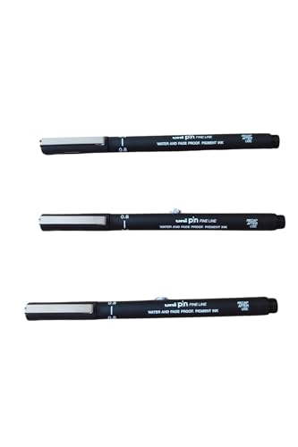uni-ball Pin Zeichenstift Fineliner ultra fein Line Marker 0.8mm schwarze Tinte 3er Pack ] von uni-ball