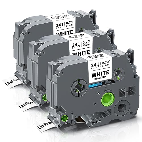 UniPlus 3 Kompatible Schriftband Ersatz für Brother Tze-241 Tze241 18mm Schwarz auf Weiß für Brother PT-D400 PT-D600 PT-P700 PT-P750W PT-D450 PT-1830 PT-550 PT-E550W PT-2730 PT-P710BT PT-9600 PT-P900W von UniPlus