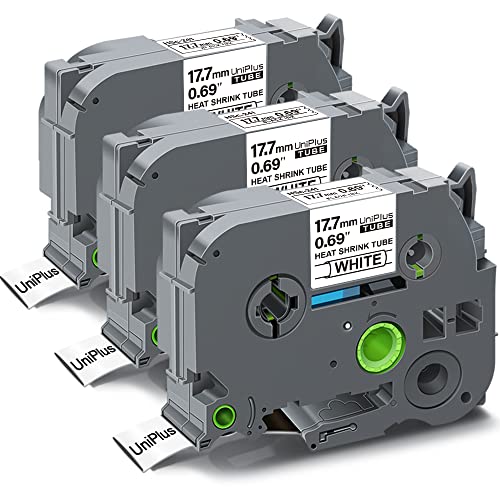 UniPlus 3x Schrumpfetikett Kompatibel für Brother Ptouch HSe-241 HSe241 HS241 Schrumpfschläuche Schwarz auf Weiß, 17.7 mm x 1.5 m für Brother PT-E300 PT-E550WVP PT-D210VP 600VP P750W P950NW H300 H500 von UniPlus