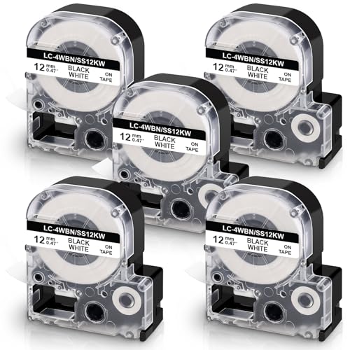 UniPlus 5x Kompatible Schriftband als Ersatz für SS12KW LC-4WBN4 LC-4WBN9 Etikettenband 12mm x 8m, für LabelWorks LW-300 LW-300L LW-400 LW-500 LW-600P LW-700 LW-900P LW-C410, KingJim Tepra Pro UniPlus 5x Kompatible Schriftband als Ersatz für SS12KW LC-4WBN4 LC-4WBN9 Etikettenband 12mm x 8m, für LabelWorks LW-300 LW-300L LW-400 LW-500 LW-600P LW-700 LW-900P LW-C410, KingJim Tepra Pro von UniPlus