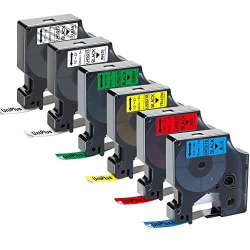 UniPlus 6x Kompatibel D1 Schriftband als Ersatz für Dymo D1 45013 45010 45016 45017 45018 45019 für Dymo LabelManager 160 220P 280 360D 420P 500TS Labelpoint 250 150 LabelWriter 450 DUO 12mm x 7m UniPlus 6x Kompatibel D1 Schriftband als Ersatz für Dymo D1 45013 45010 45016 45017 45018 45019 für Dymo LabelManager 160 220P 280 360D 420P 500TS Labelpoint 250 150 LabelWriter 450 DUO 12mm x 7m von UniPlus