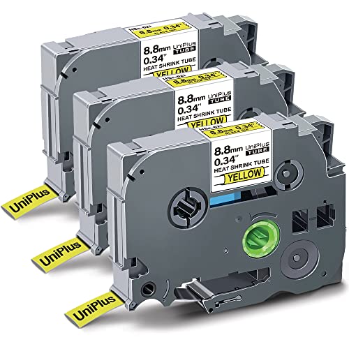 UniPlus Kompatibel Tze Schleifenband als Ersatz für Brother Schrumpfschlauch Hse621 Hs-621 HSc-621 8,8mm x 1,5m für Brother Ptouch PT-E300 PT-E100 PT-E550W PT-P750W PT-H300, Schwarz auf Gelb, 3 Pack UniPlus Kompatibel Tze Schleifenband als Ersatz für Brother Schrumpfschlauch Hse621 Hs-621 HSc-621 8,8mm x 1,5m für Brother Ptouch PT-E300 PT-E100 PT-E550W PT-P750W PT-H300, Schwarz auf Gelb, 3 Pack von UniPlus