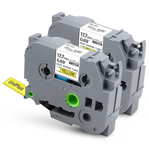 UniPlus Schrumpfschlauchband, kompatibel mit Brother HSe-641, HSe641, HS-641, HS641, 17,7 mm, Schwarz auf Gelb, für PT-D400, PT-D600, PT-E300, PT-E500, P710BT, Etikettenhersteller, 2 Stück UniPlus Schrumpfschlauchband, kompatibel mit Brother HSe-641, HSe641, HS-641, HS641, 17,7 mm, Schwarz auf Gelb, für PT-D400, PT-D600, PT-E300, PT-E500, P710BT, Etikettenhersteller, 2 Stück von UniPlus