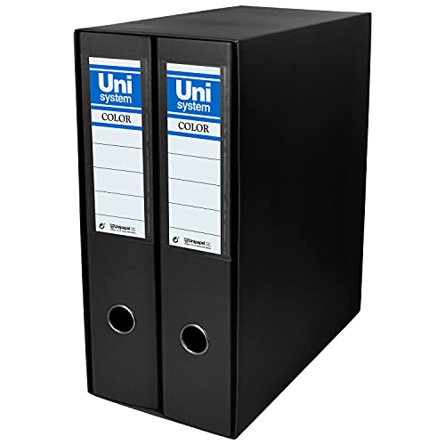 Unisystem 92329 Modul mit 2 Aktenordnern 65 mm, Schwarz, Format A4 von Unisystem