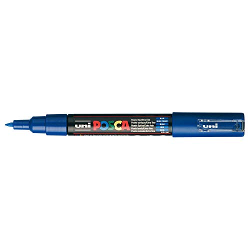 Uni Posca Marker 1.M.R-PC, Glas, Extra Feine Spitze, 0,7 mm, Blau von Uniball