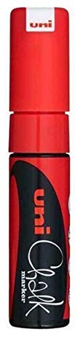 Uni Red Keilspitze (8 mm) Flüssigkreide-Marker, Farbe Whiteboard, Kreidetafel, Menü, Glas, Fenster, feucht abwischbar, nicht permanent (1 Stück) PWE-8K von Uniball