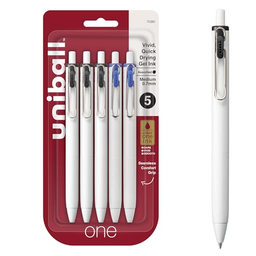 uni-ball One Retractable Gel Pens Medium Point, 0.7mm, Black & Blue, 5 Pack uni-ball One Retractable Gel Pens Medium Point, 0.7mm, Black & Blue, 5 Pack von Uniball