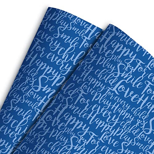 UNICEF - Geschenkpapier, gefaltet, 2-lagig, 70 x 100 cm, blaue Wörter von Unicef