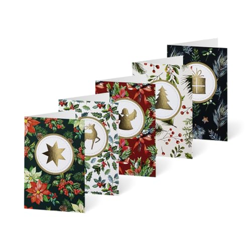 Unicef Weihnachtskarten Set (10 St., 5 Motive) Adventsgrün Spendenkarten - Goldfolie - Premium Klappkarten inklusive Briefumschlag - hochwertige Grußkarten für Freunde & Familie 17,5 x 11,7 cm von Unicef