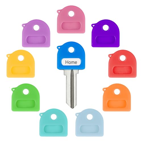 Uniclife 10 Pcs Schlüsselabdeckungen Kappen, 1“ Schlüssel Identifikatoren, dehnbare Schlüsselabdeckungen, Schlüsselkopfschützer für Standardschlüssel (nicht für ungerade-förmige Schlüssel), 10 Farben von Uniclife