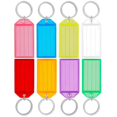 Uniclife 10er Pack Robust Kunststoff Schlüsselanhänger beschriftbar, Schlüsselanhänger zum Beschriften mit Split Ring Label Fenster, 8 Farben von Uniclife