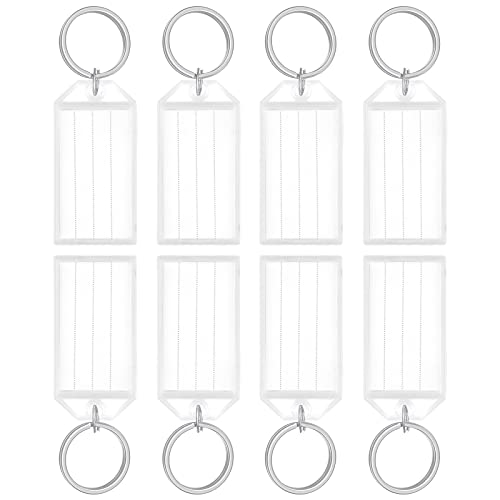 Uniclife 20 Stück Schlüsselanhänger 5 cm mit linierten Blanko-Papier-Etiketten Transparente Abdeckungen und geteilte Ringe Stabile Artikelkennzeichnungen, Weiß von Uniclife