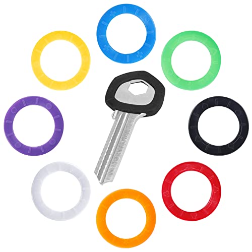 Uniclife 24 Pack 2,3 cm Runde Schlüsselkappen Abdeckungen Schlüsselkennungen Schutz für kleine normale runde flache Haustasten (nicht für quadratische Schlüssel), 8 Farben von Uniclife