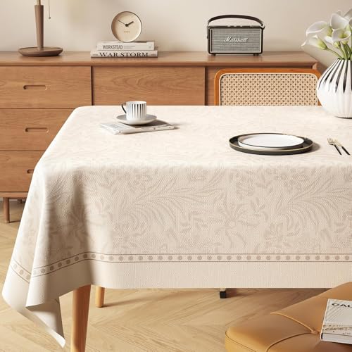 Uniclife Kunststoff-Tischdecke, rechteckig, 140 × 200 cm, wasserdicht, ölbeständig, fleckenresistent, Blumenmuster, knitterarm, Picknick, Kunststoff-Tischdecke für Party & Hochzeit von Uniclife