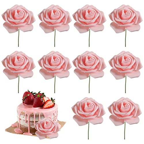 Damentag Kuchen Topper Pink Rose Flower Cake Topper für 3.8 Goddess Festival Mutter Day Party Kuchen -Dekor 10pcs 7,5x20 cm, 3.8 Goddess Festival Kuchen -Topper von Unicoco