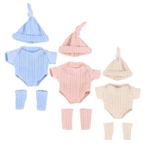 Unicoco Wiedergeborene Puppen Kleidung für 7,9inch Puppe 3 Set Weiche Babypuppenkleidung 3 Farben Hautfreundliche Wiederverwendbare Puppen -Outfits Kleinkind Babypuppe für Neugeborene von Unicoco