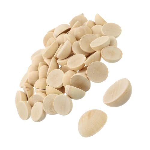 Unifizz 100 Stück natürliche, unlackierte halbe Holzkugeln, 15 mm, flache Rückseite, Massivholzkuppeln für Malerei, Basteln, Kinder, Kunst, Spielzeug, Zuhause, Party-Dekoration von Unifizz
