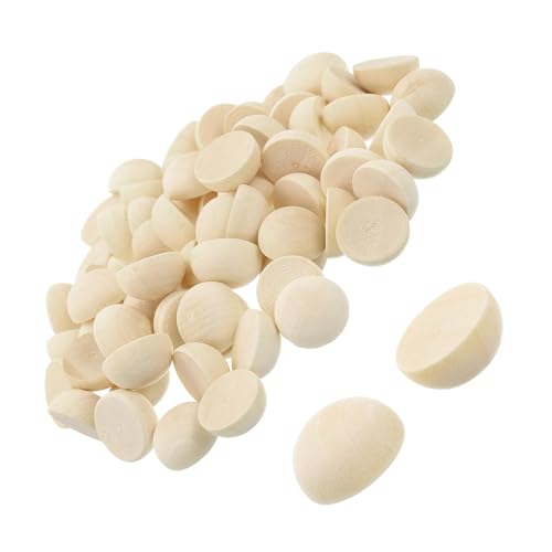 Unifizz 100 Stück natürliche unlackierte halbe Holzkugeln, 12 mm flache Rückseite, Massivholzkuppeln für Malerei, Basteln, Kinder, Kunst, Spielzeug, Zuhause, Party-Dekoration von Unifizz