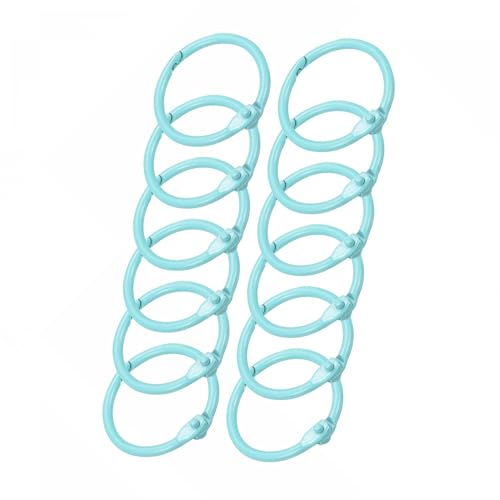 Unifizz 12 Stück 30 mm Metallfeder-Schlüsselanhänger, runder Karabiner-Schlüsselanhänger, Schnappverschluss, Triggerschnalle, DIY-Zubehör für Schlüsselanhänger, Tasche, Geldbörse, Handtasche, Seeblau von Unifizz