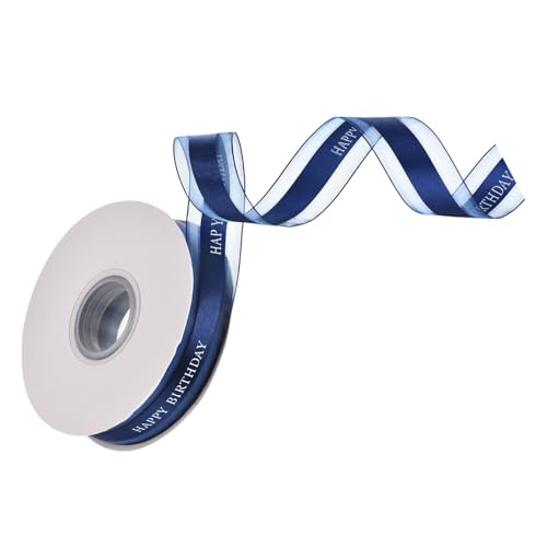 Unifizz 2,5 cm Happy Birthday-Band, 45,7 m Chiffon-Organza-Satinband für Geschenkverpackungen, Geburtstag, Party, Kuchen, Box, Blumenstrauß, Marineblau Unifizz 2,5 cm Happy Birthday-Band, 45,7 m Chiffon-Organza-Satinband für Geschenkverpackungen, Geburtstag, Party, Kuchen, Box, Blumenstrauß, Marineblau von Unifizz