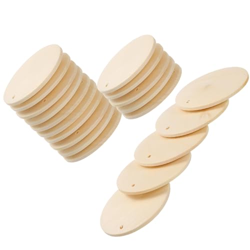 Unifizz 20 Stück 45 mm unlackierte runde Blanko-Scheiben aus Holz, kleine Holzkreise mit Löchern, natürliche Holzanhänger, Stücke, Zeichen für Bastelarbeiten, Schmuckherstellung, Geschenkanhänger und Unifizz 20 Stück 45 mm unlackierte runde Blanko-Scheiben aus Holz, kleine Holzkreise mit Löchern, natürliche Holzanhänger, Stücke, Zeichen für Bastelarbeiten, Schmuckherstellung, Geschenkanhänger und von Unifizz