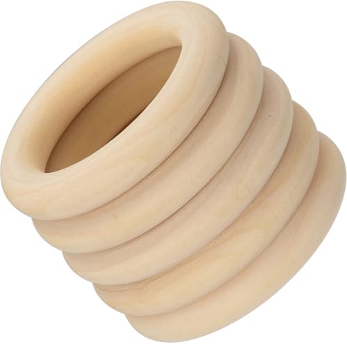 Unifizz 20 Stück 60 mm unlackierte natürliche Holzringe zum Basteln, 10 mm dicke Holzringe für Heimwerker, Anhängerverbinder, Schmuckherstellung, Makramee-Zubehör Unifizz 20 Stück 60 mm unlackierte natürliche Holzringe zum Basteln, 10 mm dicke Holzringe für Heimwerker, Anhängerverbinder, Schmuckherstellung, Makramee-Zubehör von Unifizz