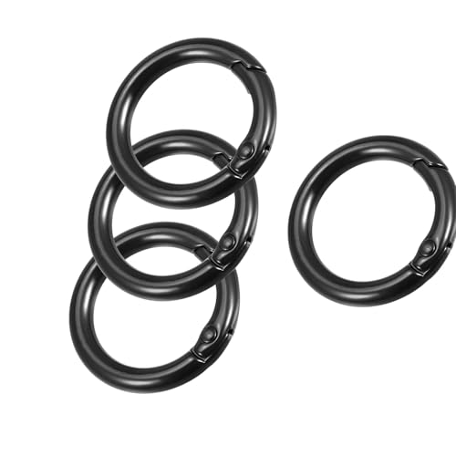 Unifizz 4 Stück 25 mm Metallfeder-Schlüsselanhänger, runder Karabiner-Schlüsselanhänger, Schnappverschluss, Trigger-Schnalle, DIY-Zubehör für Schlüsselanhänger, Tasche, Geldbörse, Handtasche, Schwarz Unifizz 4 Stück 25 mm Metallfeder-Schlüsselanhänger, runder Karabiner-Schlüsselanhänger, Schnappverschluss, Trigger-Schnalle, DIY-Zubehör für Schlüsselanhänger, Tasche, Geldbörse, Handtasche, Schwarz von Unifizz