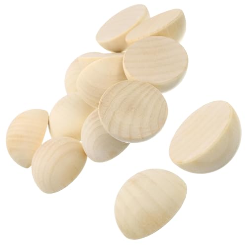Unifizz 40 Stück natürliche, unlackierte halbe Holzkugeln, 25 mm, flache Rückseite, Massivholzkuppeln für Malerei, Basteln, Kinder, Kunst, Spielzeug, Zuhause, Party, Dekoration von Unifizz