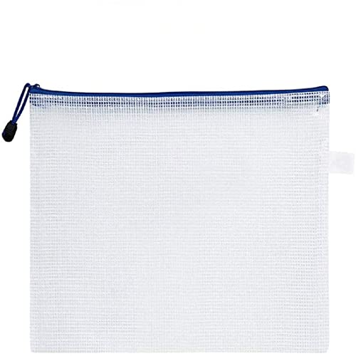 Unifizz A3 Kunststoffhüllen mit Reißverschluss, wasserdicht, transparent, Dokumentenmappe, Netzstoff, Aufbewahrungstasche für Schule, Büro, Hausaufgaben, Reisen, 44 x 31 cm, Weiß, 6 Stück von Unifizz