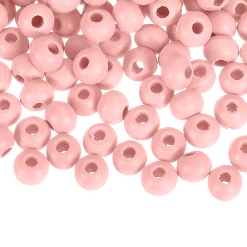 Unifizz Bunte Naturholzperlen, großes Loch, runde Abstandshalterperlen für Bastelarbeiten, Schmuckherstellung, Armbänder, Girlanden, Heimdekoration und Festival-Dekorationen, Hellrot, 300 Stück von Unifizz