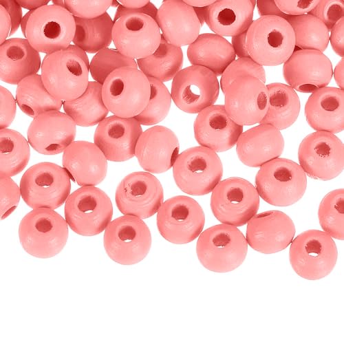 Unifizz Bunte Naturholzperlen, großes Loch, runde Abstandshalterperlen für Bastelarbeiten, Schmuckherstellung, Armbänder, Girlanden, Heimdekoration und Festival-Dekorationen, Rot, 300 Stück von Unifizz