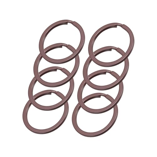 Unifizz Bunte Schlüsselringe, 30 mm, 8 Stück, flache, runde Metall-Schlüsselanhängerringe für Schlüsselorganisation, Basteln, Anhänger und DIY-Zubehör, Kaffee von Unifizz