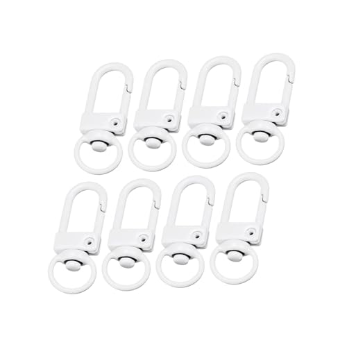 Unifizz Drehbare Karabinerhaken, 33 x 13 mm, Schlüsselanhänger-Clip, Metall, Drehverschluss, Schlüsselanhänger für Schlüsselanhänger, Bastelbedarf, Weiß von Unifizz
