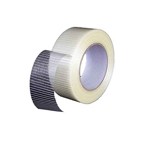 Unifizz Fiber-Filament-Klebeband, 8 mm x 50 m, transparentes Klebeband, verstärktes Packband, 1 Rolle von Unifizz