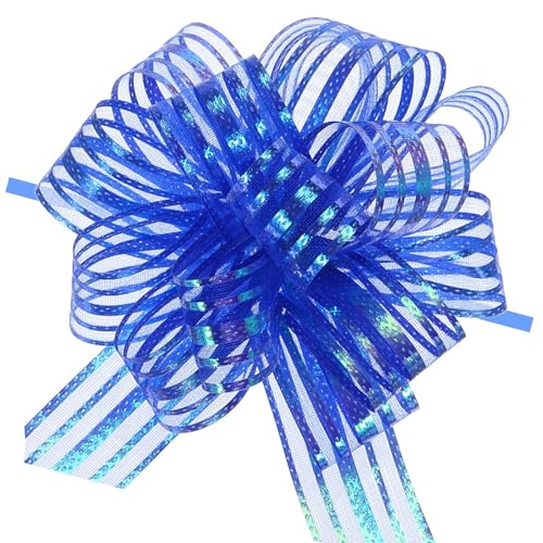 Unifizz Große Organza-Schleife mit Chiffonband für Körbe, Hochzeitsverpackungen, 10,2 cm, 5 Stück (blau) von Unifizz
