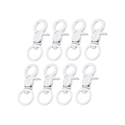Unifizz Karabinerhaken mit Drehgelenk, 44 mm, Metall, Karabinerverschluss, Schlüsselring für Schlüsselanhänger, Bastelbedarf, Weiß von Unifizz