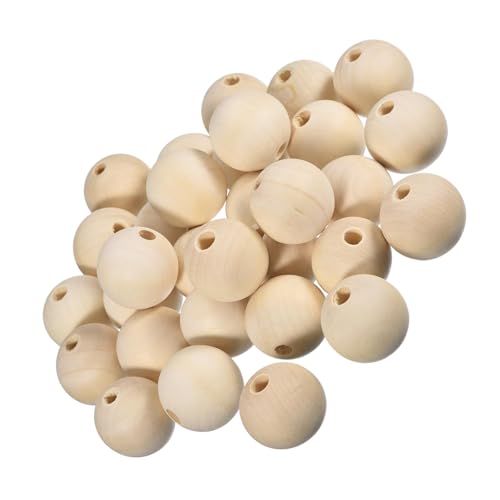 Unifizz Natürliche runde Holzperlen mit 7 mm Löchern, 35 mm, unlackierte, glatte Holzperlen für Bastelarbeiten, Schmuckherstellung, Heimdekoration und Party-Dekoration, 40 Stück von Unifizz