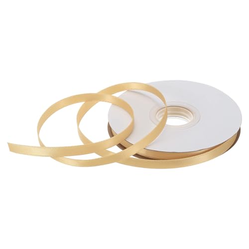Unifizz Satinband, 0,6 cm (1/4 Zoll), 45,7 m, Bastelband, Stoffband für Geschenkverpackungen, Basteln, Blumenstrauß, Haarschleifen, Hochzeit, Party, Dekoration, Champagner-Gold von Unifizz