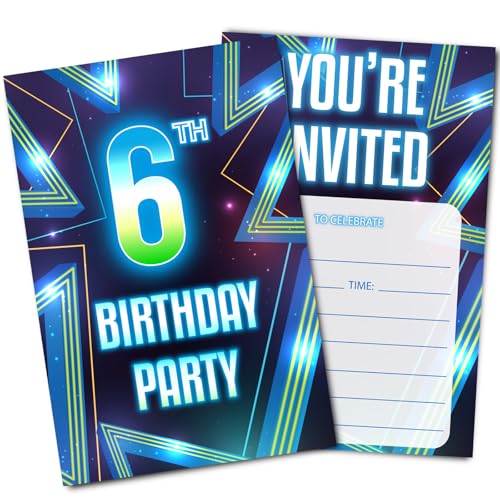 Einladungen zum 6. Geburtstag mit Umschlägen (Neon) von Uniizone