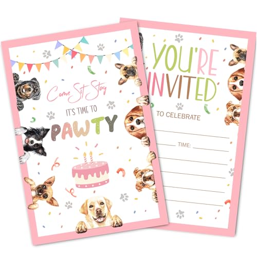 Geburtstagseinladungskarten mit Umschlägen, Party-Einladungen (Hunde Aquarell) von Uniizone