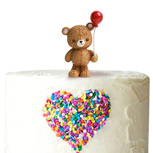 1 Packung 3D-Harz-Ballonbär-Kuchenaufsatz, Tiere, Kuchendekoration, Tierfigur, Puppe, Glücksbär, Kuchenaufsatz für Babyparty, Kindergeburtstag, Partyzubehör von Unimall Global