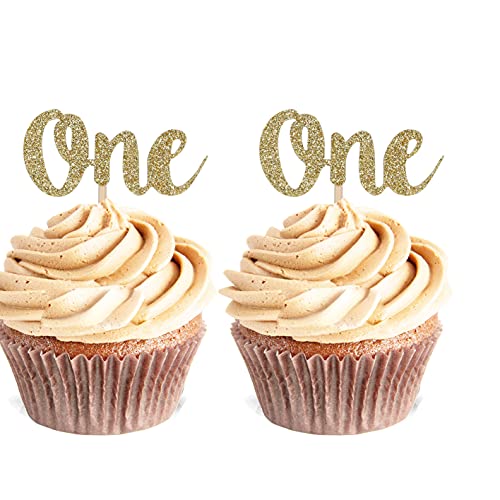24 Stück One Cupcake Topper 1 Jahr Geburtstag 1. Jahrestag Party Cake Decor Picks Geburtstagstorte Dekoration Party Cake Topper Dekoration Zubehör von Unimall Global