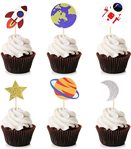 36 Pack Weltraum Cupcake Toppers Planet Party Bedarf Geburtstag Dekorationen Rakete Astronaut Cupcake Dekoration Weltraum Raumschiff Thema Party Geburtstag Party Baby Dusche 36 Pack Weltraum Cupcake Toppers Planet Party Bedarf Geburtstag Dekorationen Rakete Astronaut Cupcake Dekoration Weltraum Raumschiff Thema Party Geburtstag Party Baby Dusche von Unimall Global
