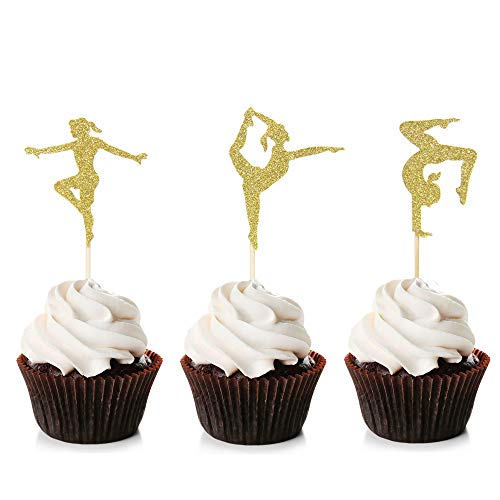 Unimall 24 Stück Gold Glitter Gymnastik Cupcake Toppers Turnerin Mädchen Babyparty Themed Party Supplies Food Cake Picks Unimall 24 Stück Gold Glitter Gymnastik Cupcake Toppers Turnerin Mädchen Babyparty Themed Party Supplies Food Cake Picks von Unimall Global