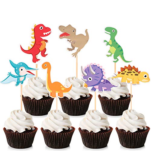 Unimall 28 Stück Dinosaurier Cupcake Topper Picks Dinosaurier Cake Topper für Kinder Geburtstag Baby Shower Party Dekorationen Zubehör von Unimall Global